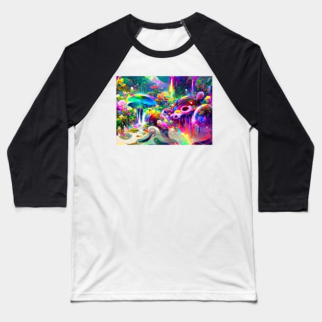 Color Globs | Rainbow Falls Baseball T-Shirt by AlexandrAIart